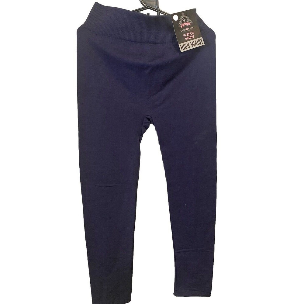 Cotton Candy Leggings Sz-1x/2x Navy Fleece High Waist Stretchy Casual Athletic